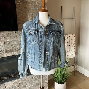 Distressed denim jacket